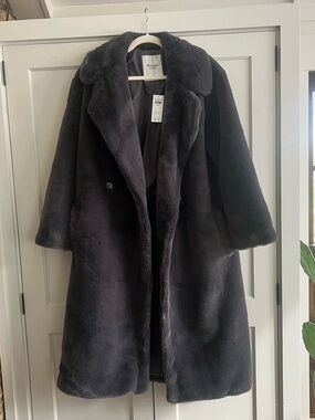 Abercrombie Faux Fur Double Breasted Long Coat
